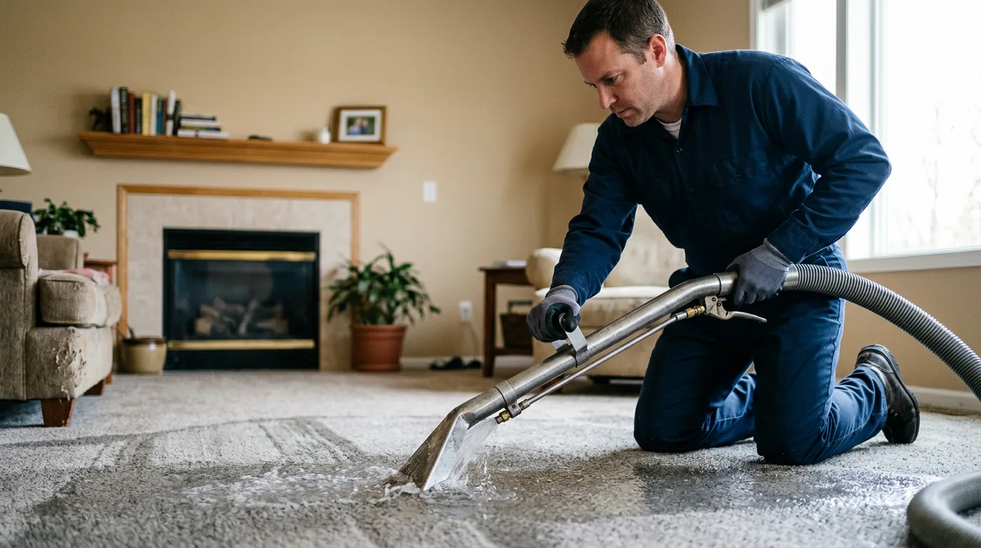 Water damage restoration technician working near Rueter, MO